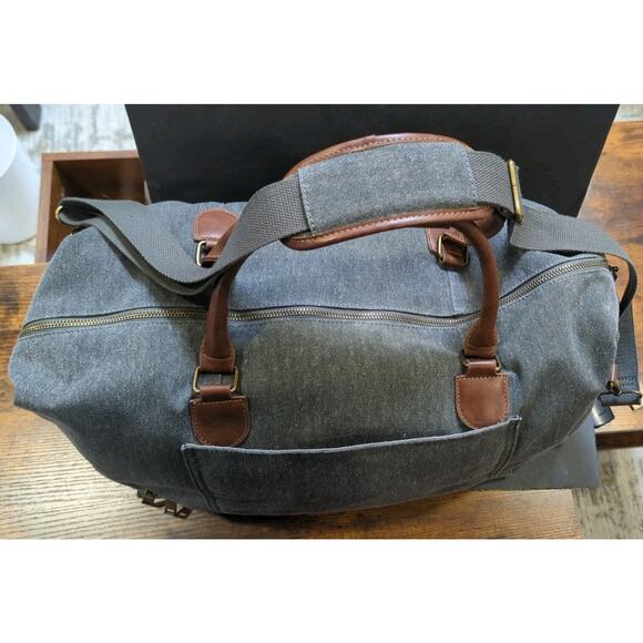 MyMealivos Canvas Weekender Overnight Travel Carry On Duffel Tote Black 20 X 8" - Picture 9 of 13